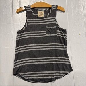 Chaser Charcoal Gray Striped Open Back Tank with Pocket (fits S)